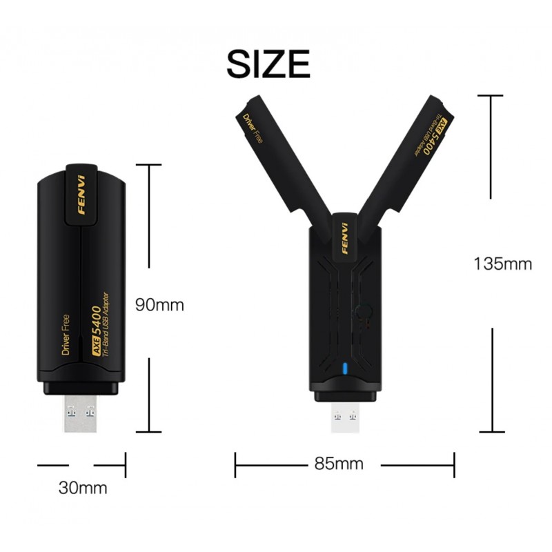 Трьохдіапазонний USB 3.0 Wi-Fi 6E (AX) адаптер Fenvi 2.4G/5G/6Ghz 5400 Mbps (FU-AX5400)