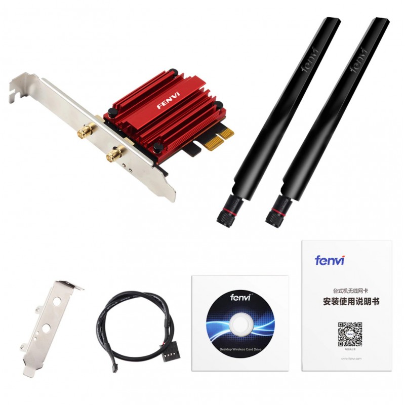 Трехдиапазонный PCI-E Wi-Fi 6E 5374Mbps + BT5.3 (Intel AX210) адаптер 2.4G/5G/6Ghz + Bluetooth 5.3 (HK-PCIE-AX210-R)