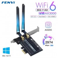 Двухдиапазонный PCI-E Wi-Fi 6 3000Mbps + BT5.2 (Intel AX200) адаптер 2.4G/5Ghz + Bluetooth 5.2 (PCE-AX200-3000-B)