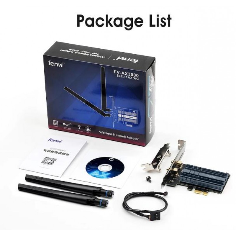Двухдиапазонный PCI-E Wi-Fi 6 3000Mbps + BT5.2 (Intel AX200) адаптер 2.4G/5Ghz + Bluetooth 5.2 (PCE-AX200-3000-B)