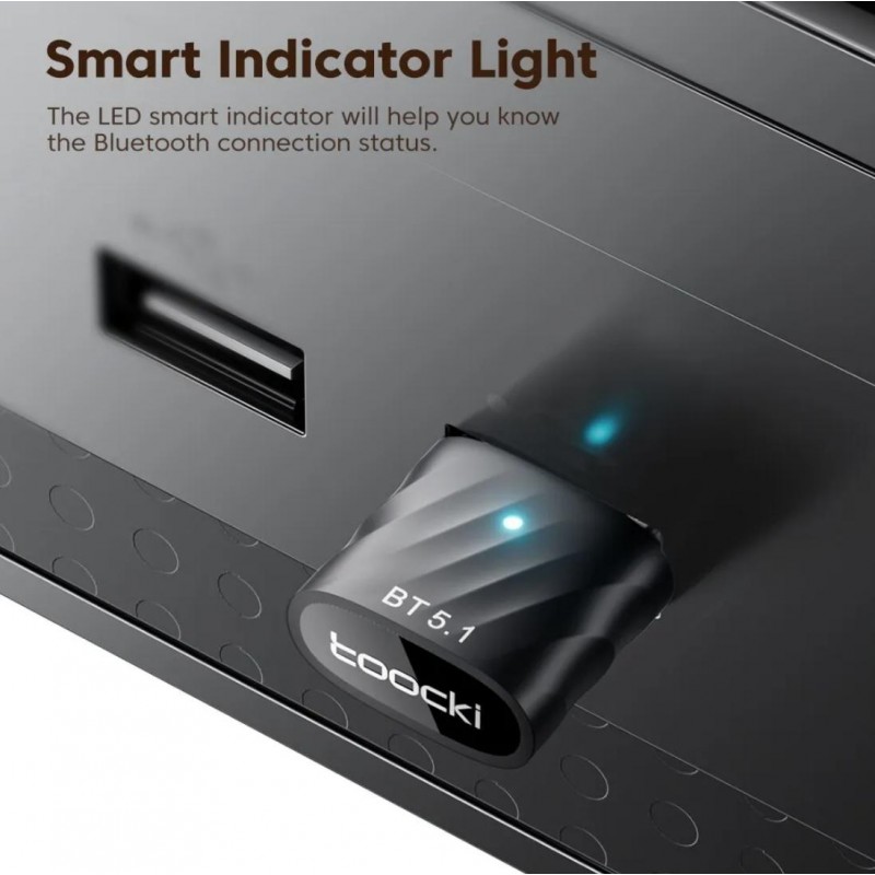 Безпроводной USB Bluetooth адаптер Toocki 5.1 для ПК (USB-BT-5.1-TQ)