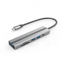 Мультифункциональный USB-хаб/концентратор (6 в 1) SD+TF+USB (Type-A 3.0)+2*USB (Type-A 2.0)+USB Tupe-C (PD-100W)