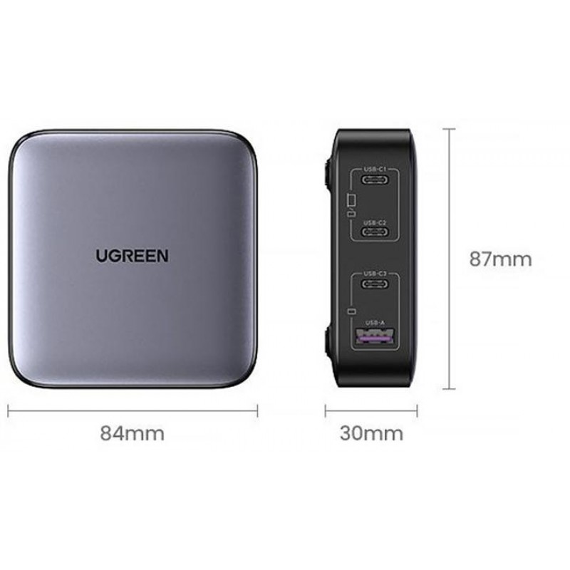 Зарядний пристрій Ugreen 100W GaN CD328/90928 Nexode Series 3 х USB-C + USB-A GaN Чорний (CD328)