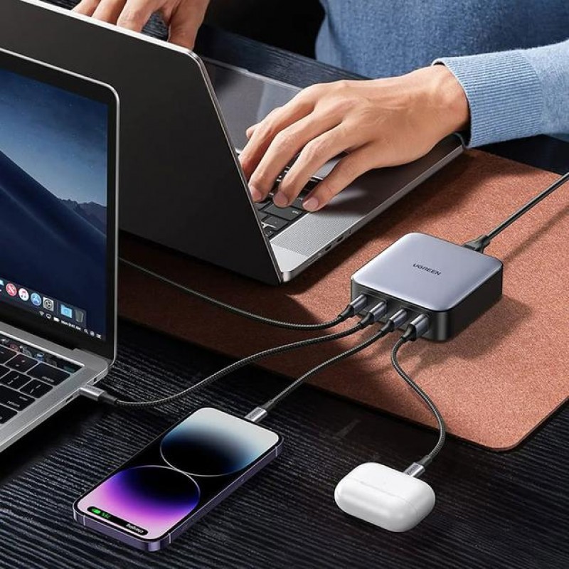 Зарядний пристрій Ugreen 100W GaN CD328/90928 Nexode Series 3 х USB-C + USB-A GaN Чорний (CD328)