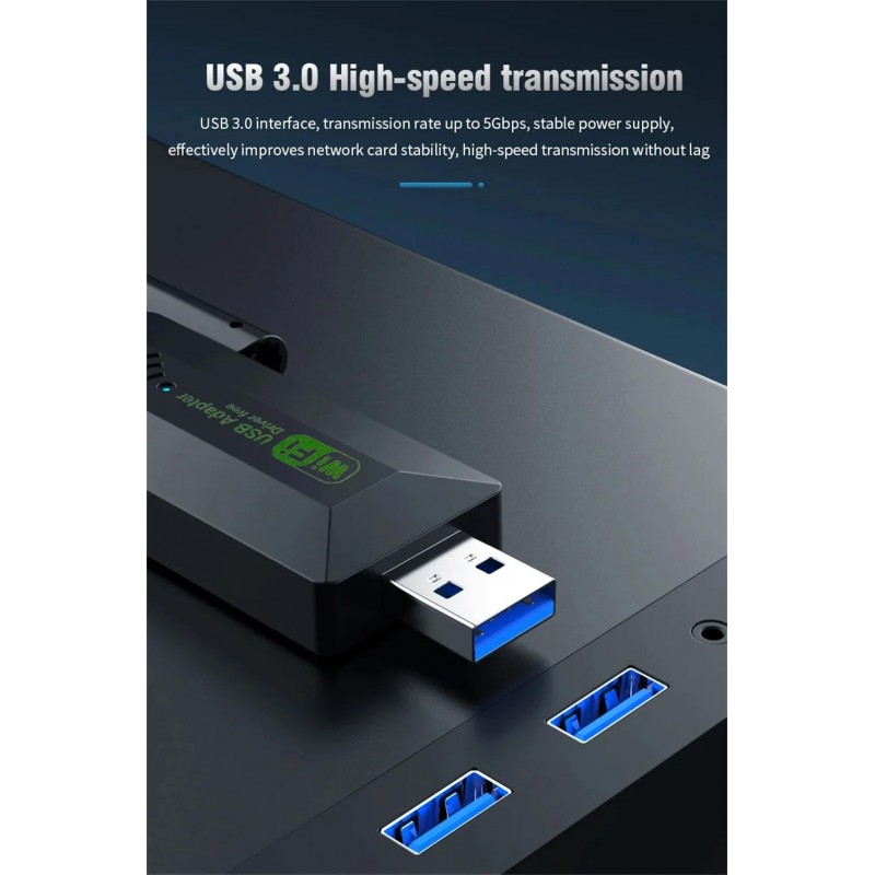 Двухдиапазонный USB 3.0 Wi-Fi 5 (AC) 1200Mbps адаптер 2.4/5GHz з 4 антенами (U3-AC1200-4A)