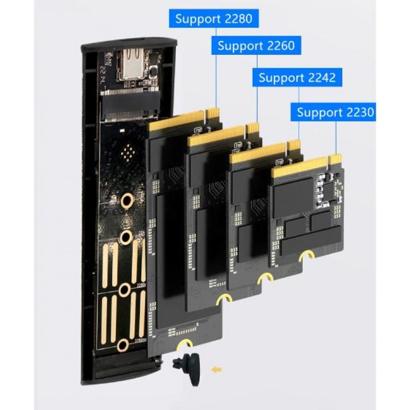 Внешний корпус UTHAI 10 Гбит/с для M.2 SSD NVMe (PCIe) USB 3.1 Type-C (U-NVMe-10Gbps)
