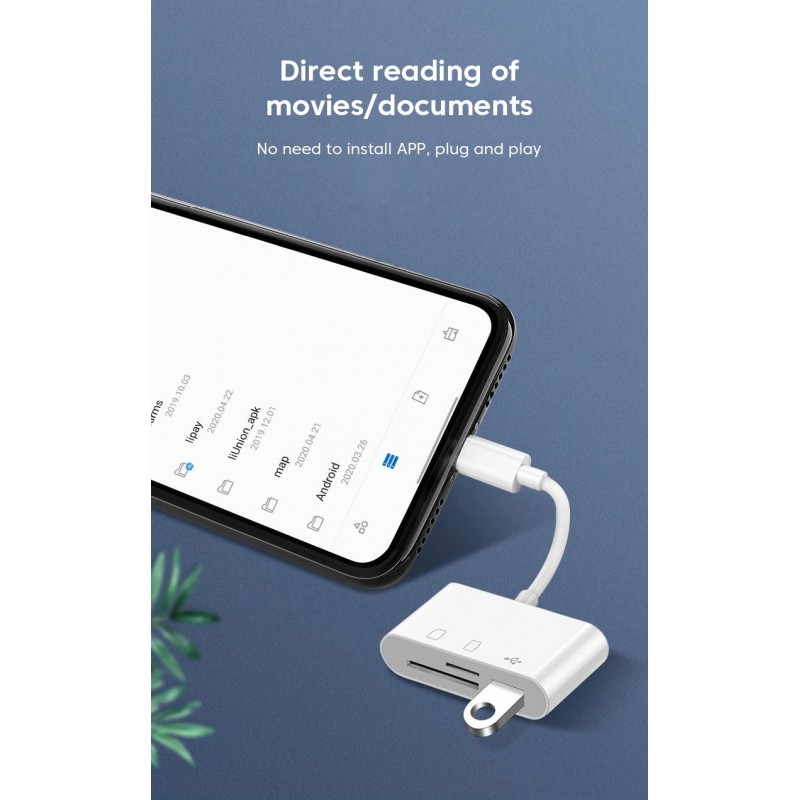 Переходник для Type-C на USB и SD/TF Card Reader адаптер для USB-C на флешку и SD TF картридер кабель (Type-C-TF-SD-USBw)