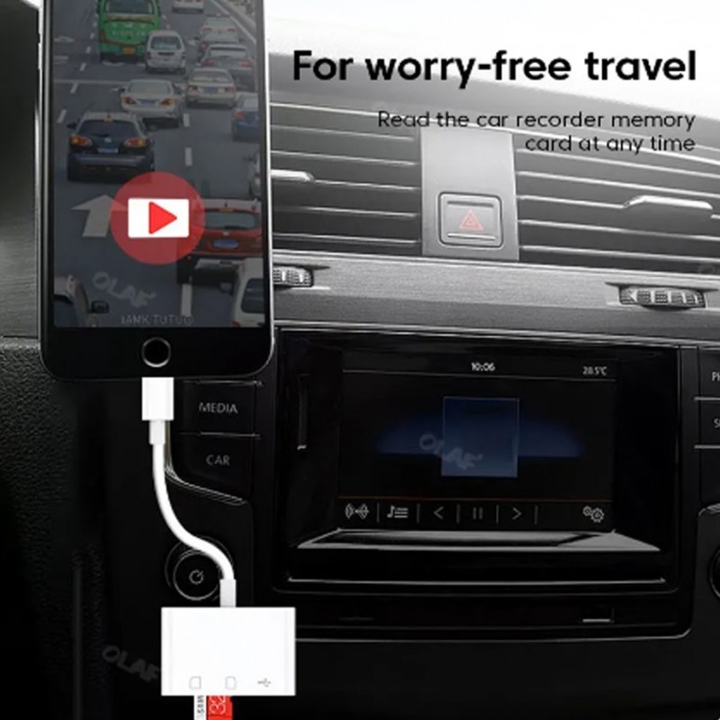 Переходник для Type-C на USB и SD/TF Card Reader адаптер для USB-C на флешку и SD TF картридер кабель (Type-C-TF-SD-USBw)