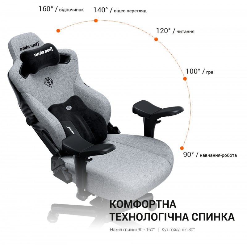 Крісло ігрове Anda Seat Kaiser 3 Pro Fabric Black Size XL