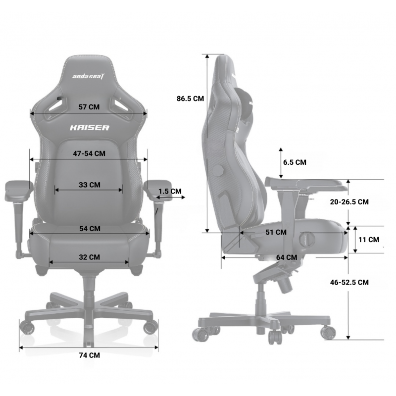Крісло ігрове Anda Seat Kaiser 4 Grey Fabric Size XL
