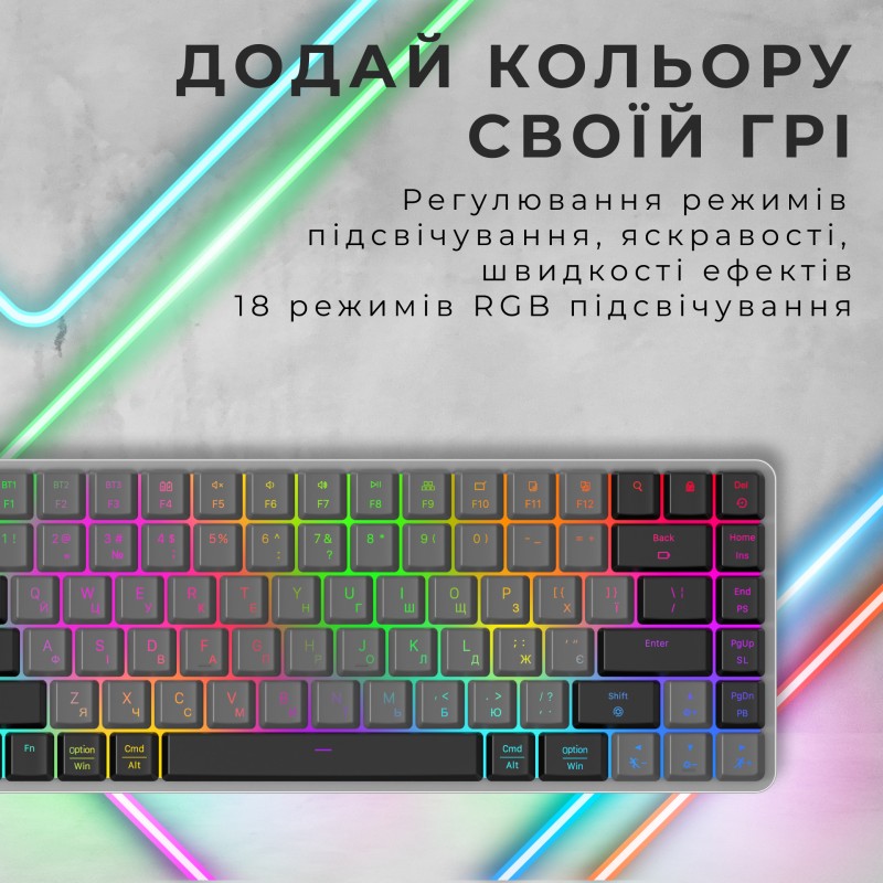 Бездротова механічна клавіатура GamePro MK230R Red Switch Low Profile Wireless/Bluetooth/USB Dark Gr