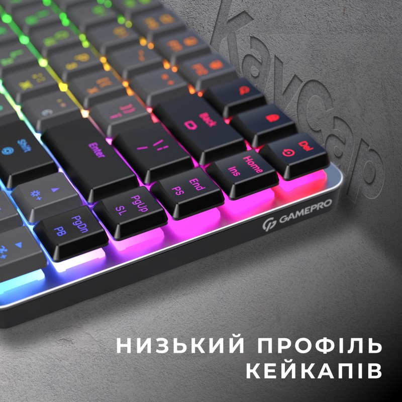 Бездротова механічна клавіатура GamePro MK230R Red Switch Low Profile Wireless/Bluetooth/USB Dark Gr