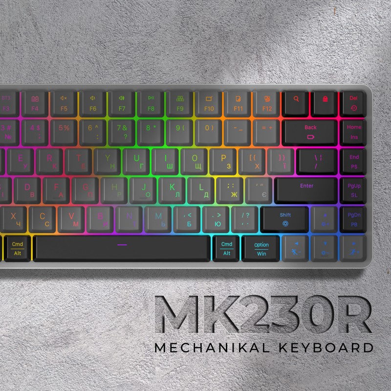 Бездротова механічна клавіатура GamePro MK230R Red Switch Low Profile Wireless/Bluetooth/USB Dark Gr