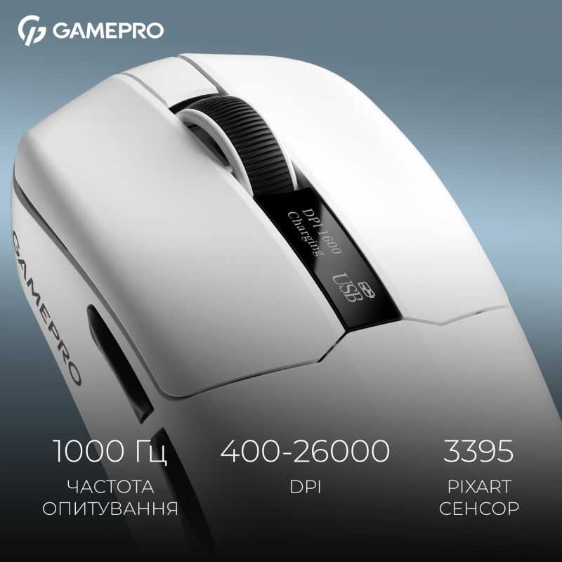 Бездротова ігрова миша GamePro Asgard Thor (GM023W) 1К  зарядна станція\ресивер