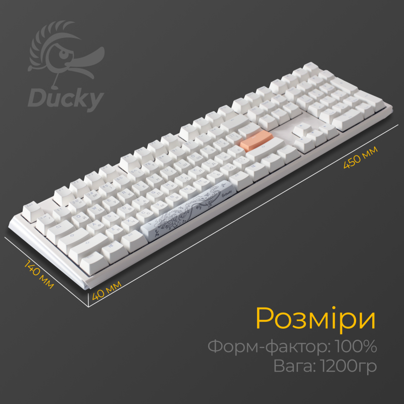 Механічна клавіатура Ducky One 3 Cherry MX Red RGB White UA