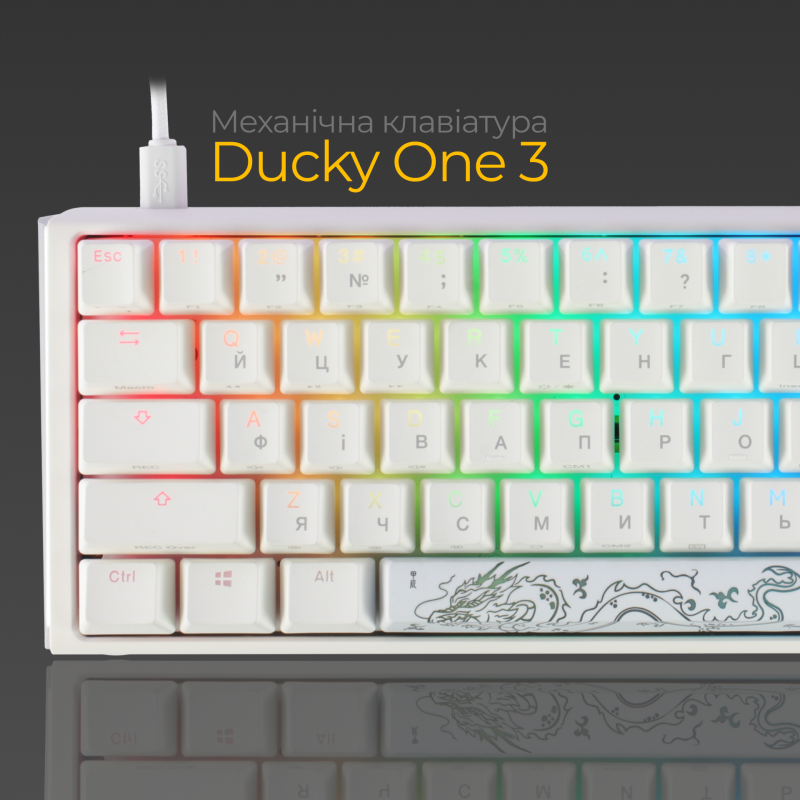 Механічна клавіатура Ducky One 3 SF Cherry MX Red RGB White UA