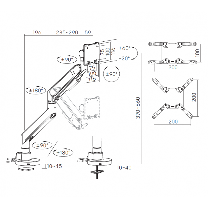 Настільне кріплення для монітора OfficePro MAH821B