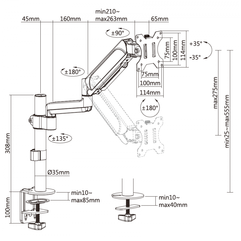 Настільне кріплення для монітора OfficePro MA721B Black