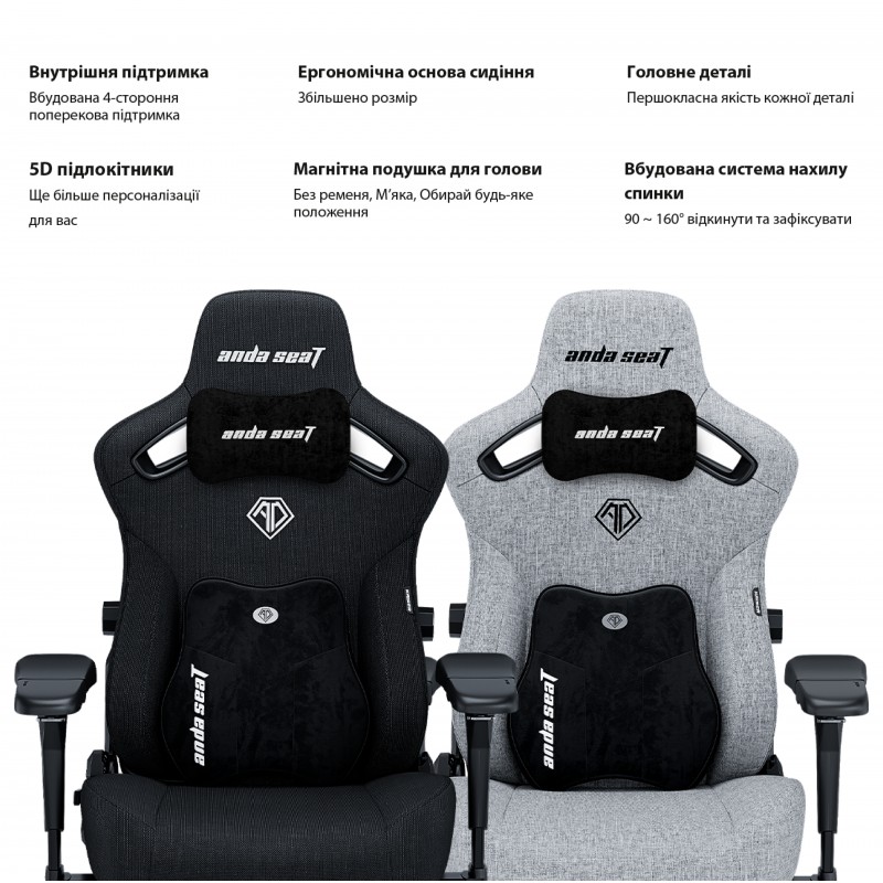 Крісло ігрове Anda Seat Kaiser 3 Pro Fabric Gray Size XL