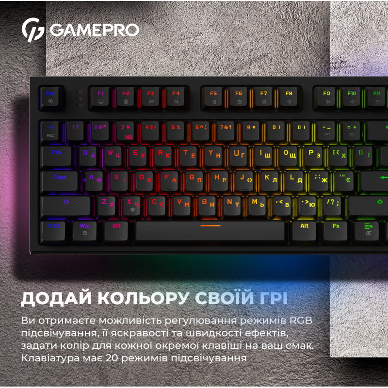 Дротова механічна клавіатура GamePro MK180B (Red) з Hot-Swap RGB Black