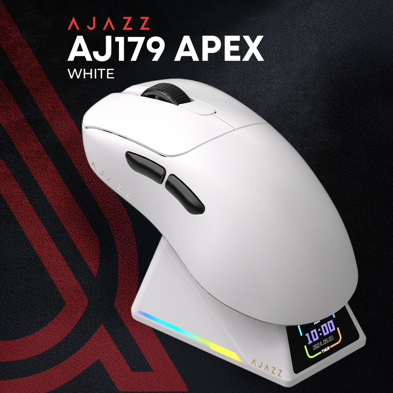 Ігрова бездротова миша Ajazz  AJ179 APEX -3 Mod-White-3950-8K Charging Dock
