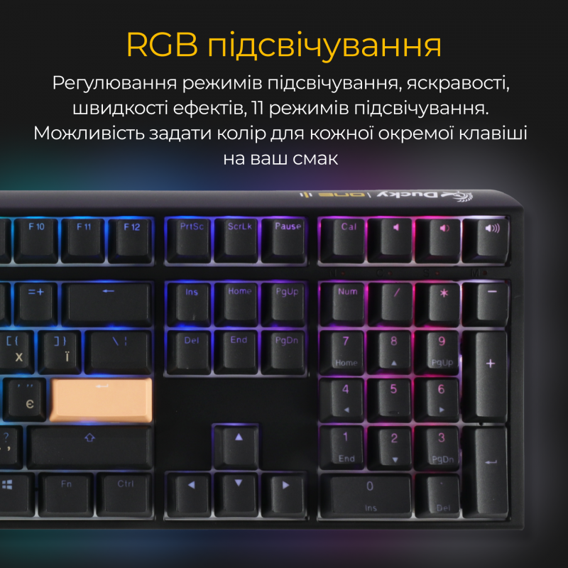 Механічна клавіатура Ducky One 3 Cherry MX Brown RGB Black UA