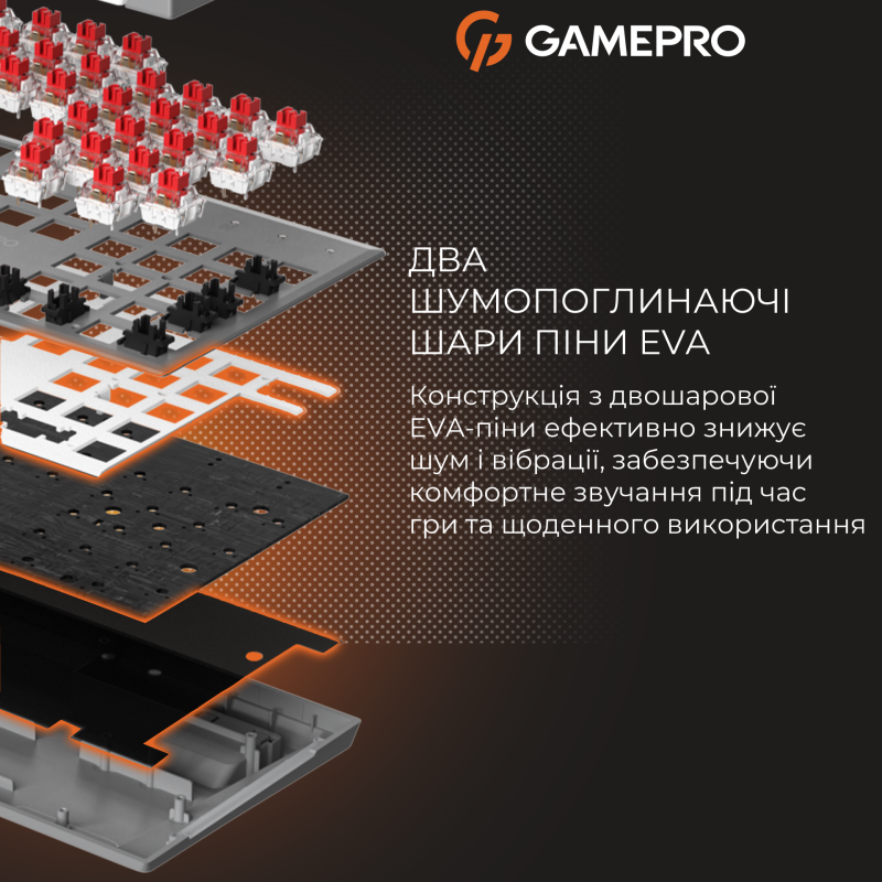 Дротова механічна клавіатура GamePro Genesis Metallic (MK144G) 100% Red switches