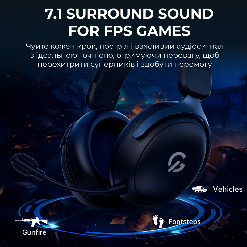 Бездротова ігрова гарнітура GamePro Asgard Freya Pro (HSW201B)