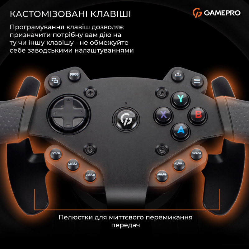Ігрове кермо GamePro RW575PM з педалями та коробкою передач XBOX ONE/PS4/PS3/PC/SWITCH