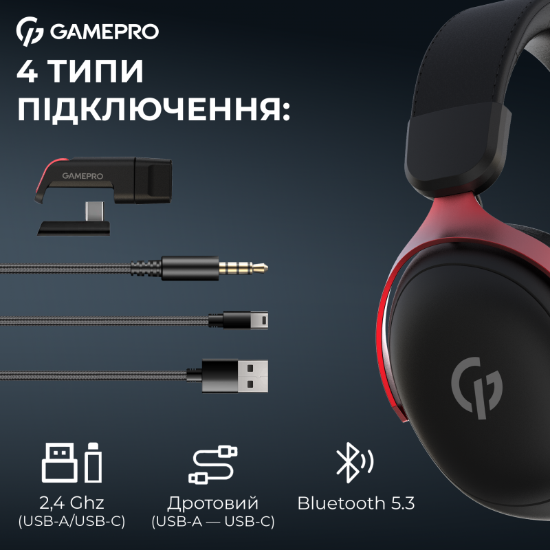 Бездротова ігрова гарнітура GamePro Asgard Freya Pro (HSW201BR)