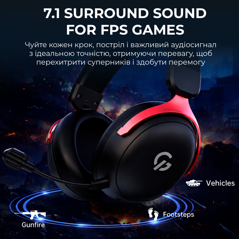 Бездротова ігрова гарнітура GamePro Asgard Freya Pro (HSW201BR)