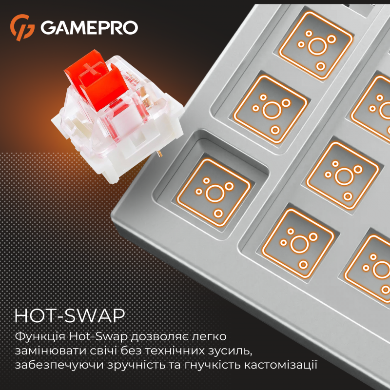 Дротова механічна клавіатура GamePro Genesis Metallic (MK110G) 87% Red switches