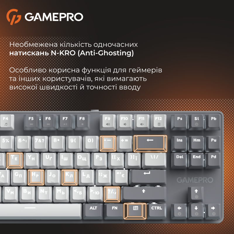 Дротова механічна клавіатура GamePro Genesis Metallic (MK110G) 87% Red switches