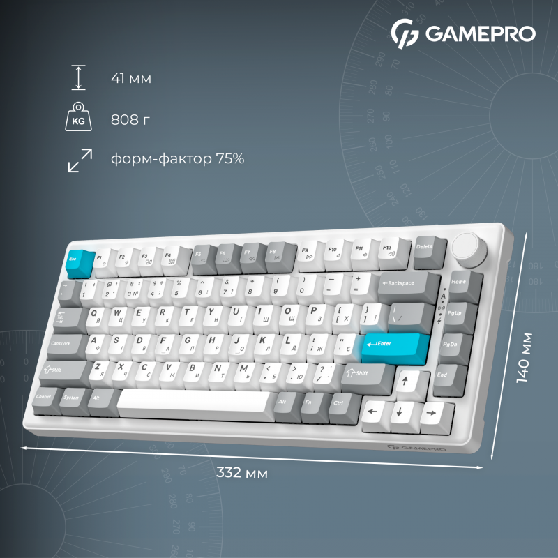 Бездротова механічна клавіатура GamePro Asgard Yord (MK266WH)