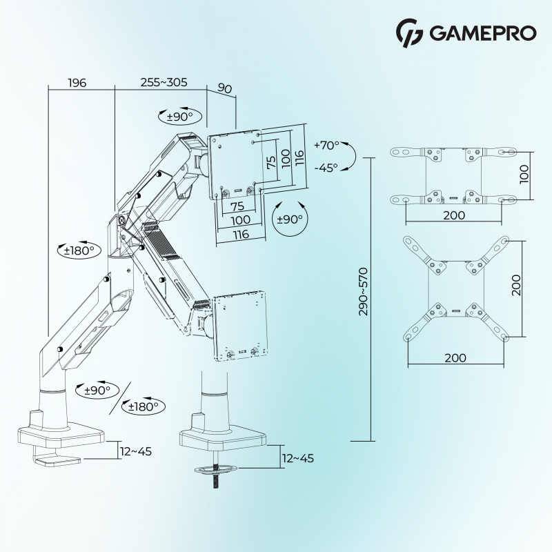 Настільне кріплення для монітора GamePro MAG701WBL