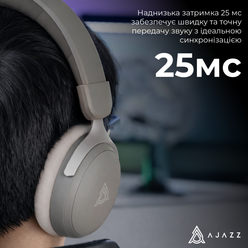 Бездротова ігрова гарнітура Ajazz AHM08 MAX Gray White (AHM08-MAX-GW)
