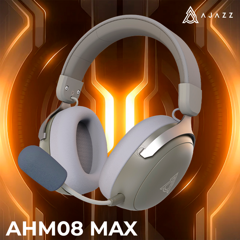 Бездротова ігрова гарнітура Ajazz AHM08 MAX Gray White (AHM08-MAX-GW)