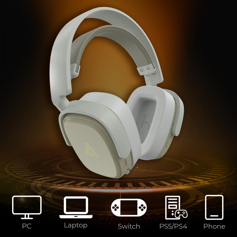 Бездротова ігрова гарнітура Ajazz AHM09 MAX Gray White (AHM09-MAX-GW)