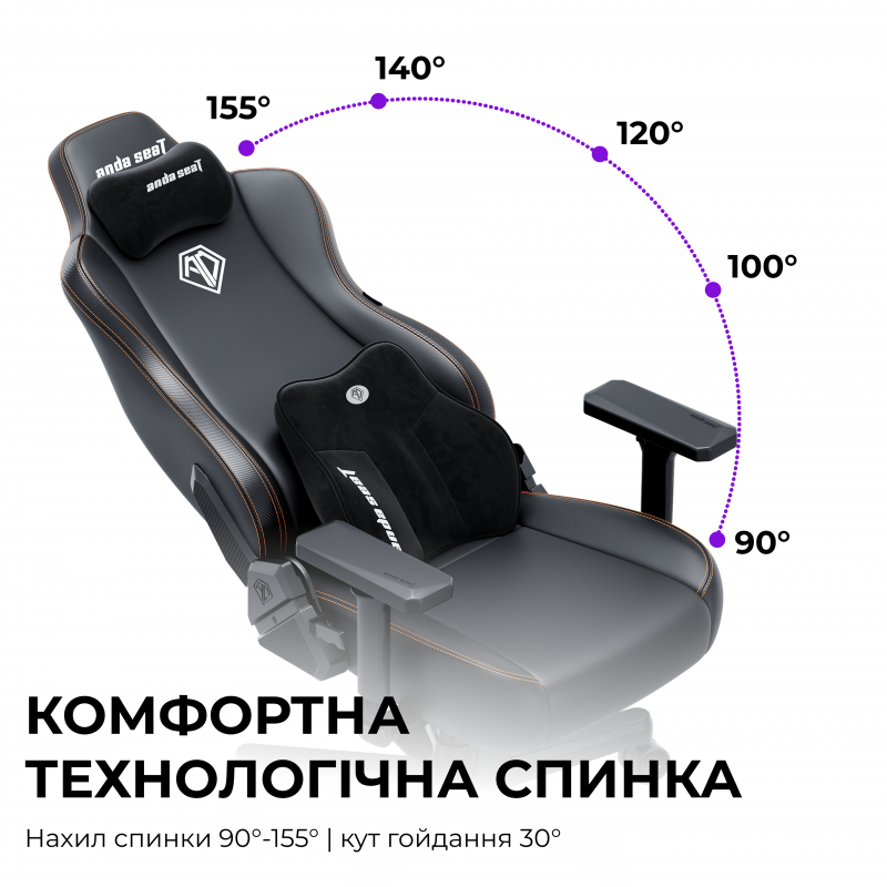 Крісло ігрове Anda Seat Novis Plus Fabric Black Size XL
