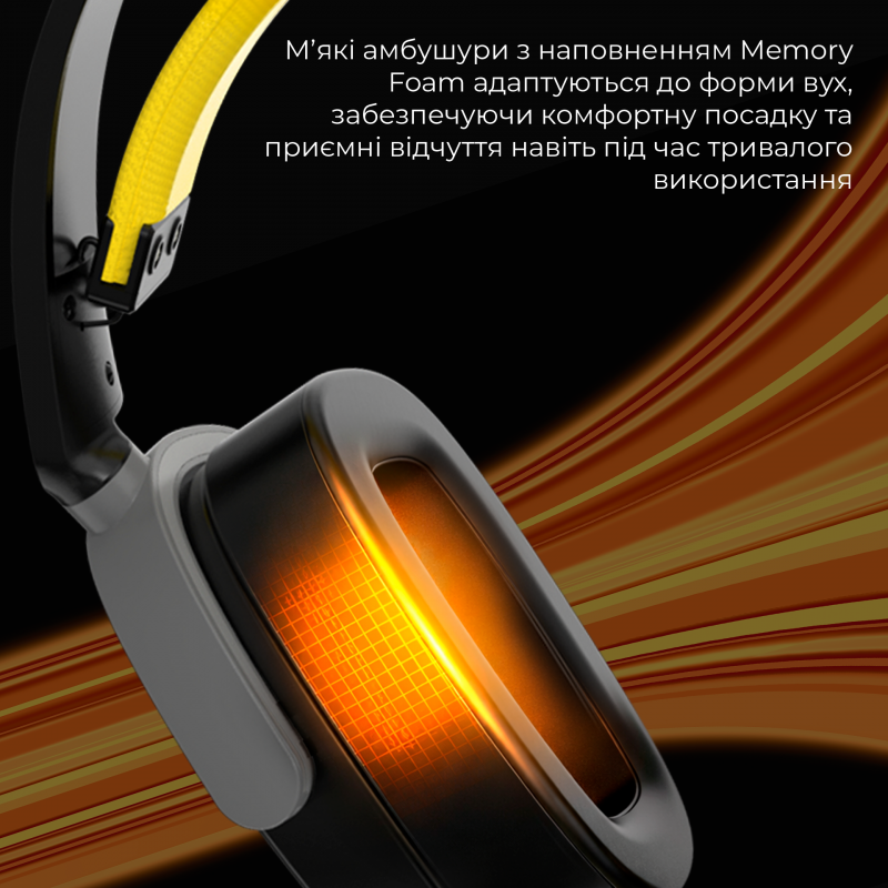 Бездротова ігрова гарнітура Ajazz AHM09 MAX Black Gray Yellow (AHM09-MAX-BGY)