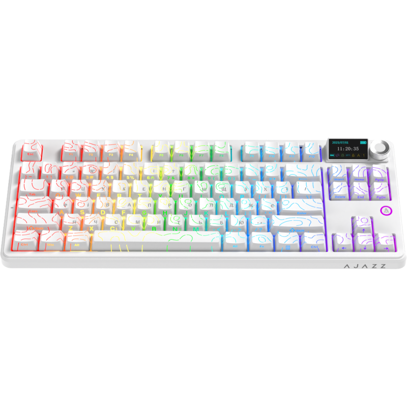 Бездротова механічна клавіатура Ajazz AK870 V2 Side Contour White (AK870-V2-S-W)