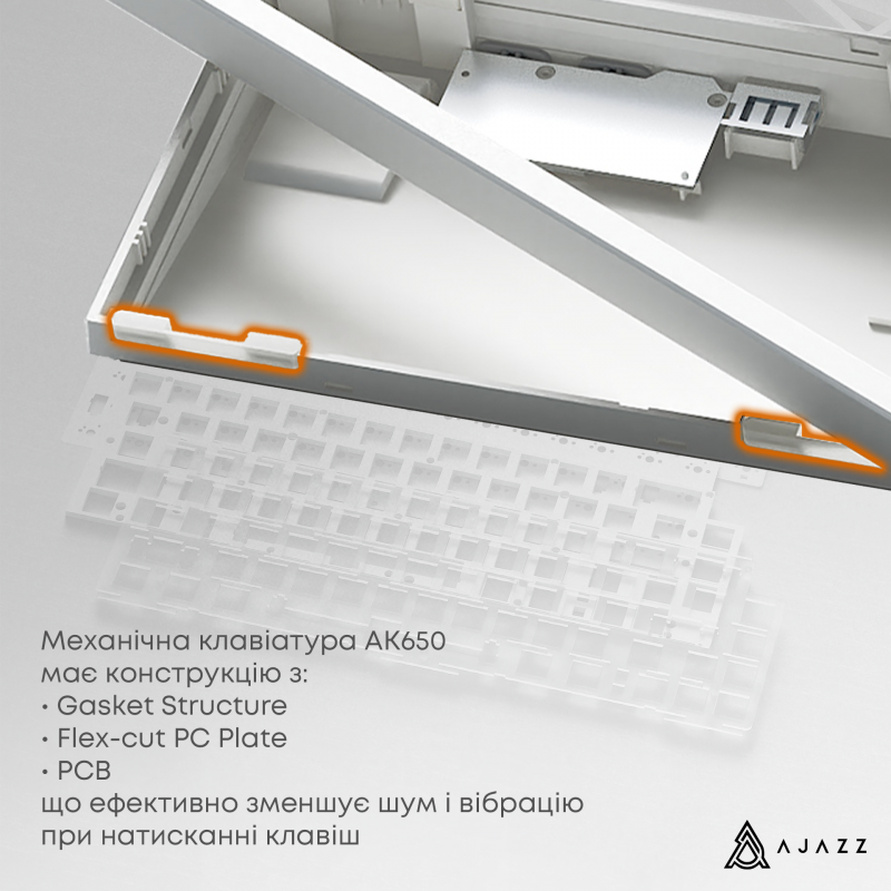 Дротова механічна клавіатура Ajazz AK650 Moon Yellow switches Gray White Yellow (AK650-MY-GWY)