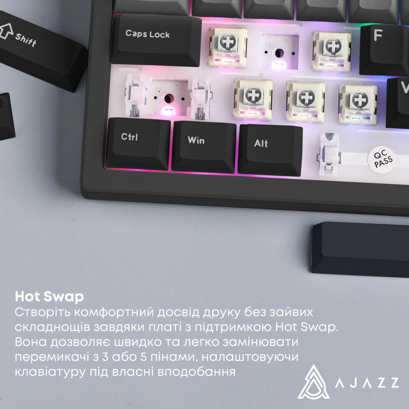 Дротова механічна клавіатура Ajazz AK650 Day Dream switches Gradient Black Grey (AK650-DD-BG)