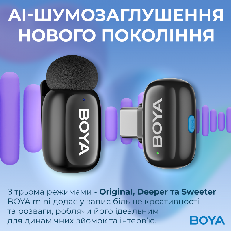 Бездротовий петличний мікрофон BOYA mini-14 Type-C Black