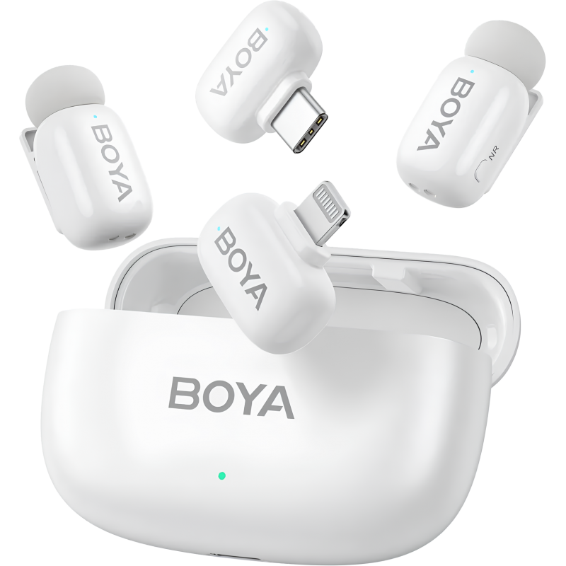 Бездротовий петличний мікрофон BOYA mini-13 Type-C/Lightning White