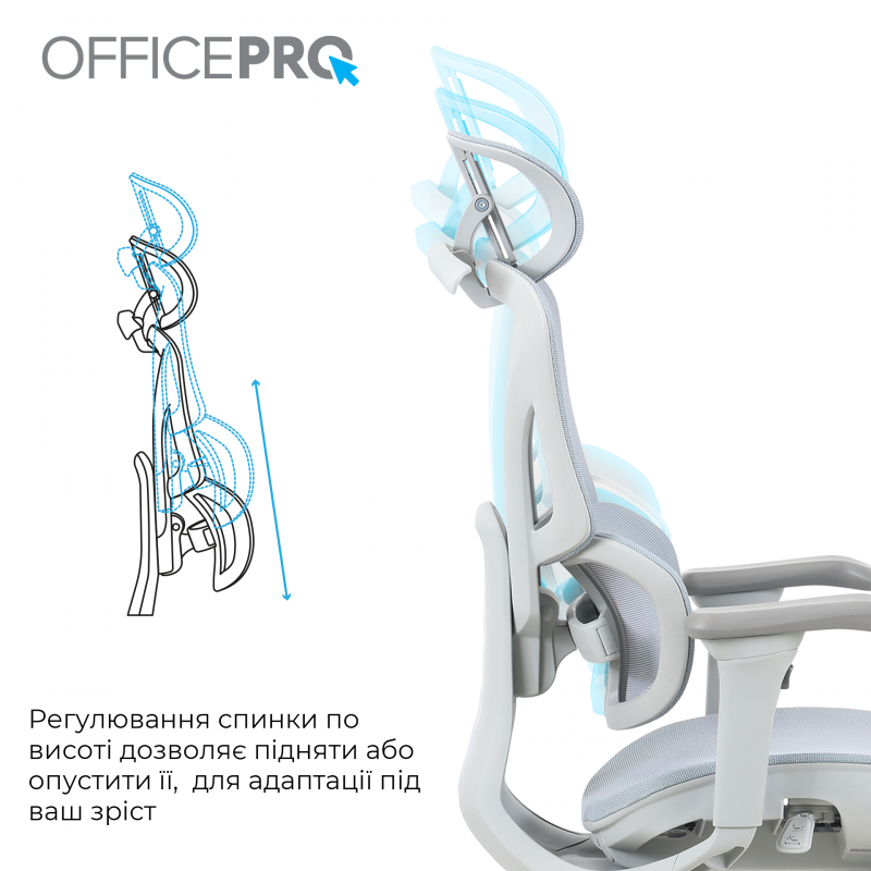 Крісло офісне OfficePro Elite OC950GLB Gray/Light Blue