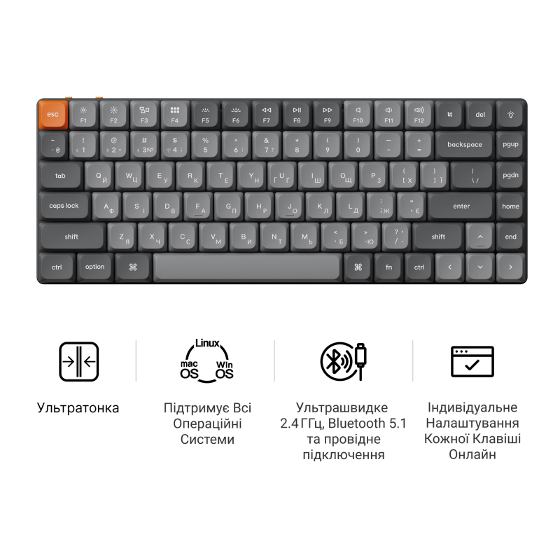 Клавіатура бездротова Keychron K3 Max Gateron Brown Switch Black RGB (K3M-H3-UA)