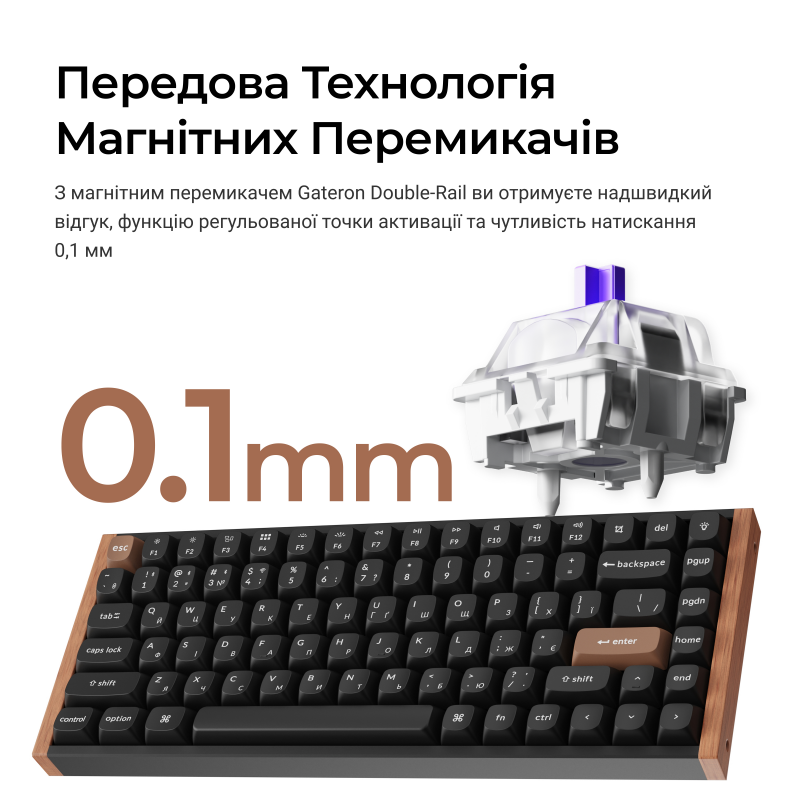 Клавіатура бездротова Keychron K2 HE Magnetic Switch Black RGB (K2H-F1-UA)