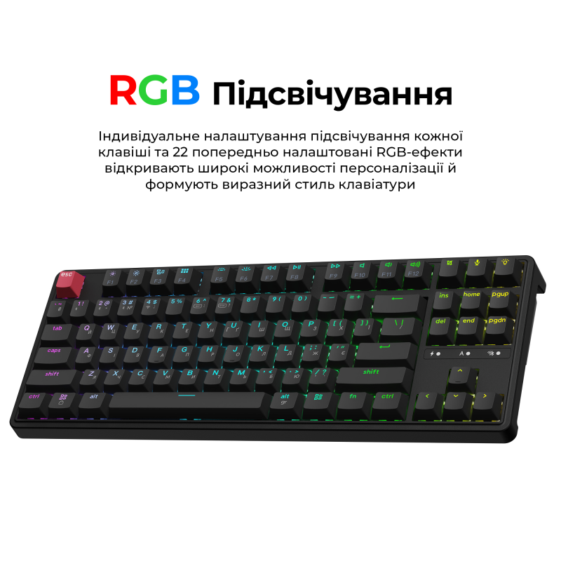Клавіатура бездротова Keychron C3 Max Super Red Switch Black RGB (C3M-H1-UA)