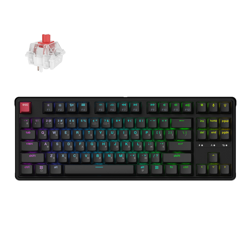 Клавіатура бездротова Keychron C3 Max Super Red Switch Black RGB (C3M-H1-UA)